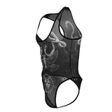 CandyMan Men's Underwear 99869 Egyptian Bodysuit Color Black-White