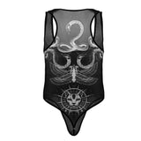 CandyMan Men's Underwear 99869 Egyptian Bodysuit Color Black-White