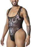 CandyMan Men's Underwear 99869 Egyptian Bodysuit Color Black-White