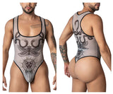 CandyMan Men's Underwear 99869 Egyptian Bodysuit Color Nude-Black