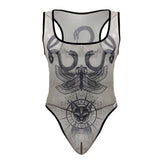 CandyMan Men's Underwear 99869 Egyptian Bodysuit Color Nude-Black