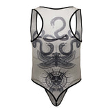 CandyMan 99869 Egyptian Bodysuit Color Nude-Black