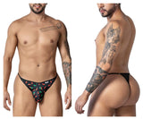 CandyMan Men's Underwear 99875 Chili pepper Thongs Color Black Print