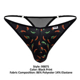 CandyMan Men's Underwear 99875 Chili pepper Thongs Color Black Print