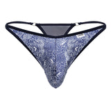 CandyMan Men's Underwear 99875 Water prints Thongs Color Blue-White