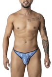 CandyMan Men's Underwear 99875 Water prints Thongs Color Blue-White