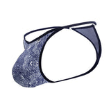 CandyMan Men's Underwear 99875 Water prints Thongs Color Blue-White
