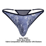 CandyMan Men's Underwear 99875 Water prints Thongs Color Blue-White