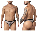 CandyMan Men's Underwear 99885 Sun Moon Thongs Color Nude-Black