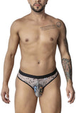 CandyMan Men's Underwear 99885 Sun Moon Thongs Color Nude-Black