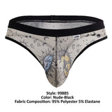 CandyMan Men's Underwear 99885 Sun Moon Thongs Color Nude-Black