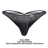 CandyMan Men's Underwear 99899 Cowboy Thongs Color Denim Black