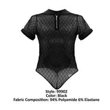 CandyMan Men's Underwear 99902 Geometric Mesh Bodysuit Color Black