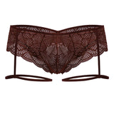 CandyMan Men's Underwear 99905 Garter Lace Briefs Color Burgundy