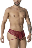 CandyMan Men's Underwear 99905 Garter Lace Briefs Color Burgundy