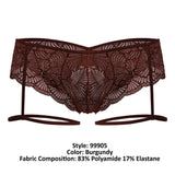 CandyMan Men's Underwear 99905 Garter Lace Briefs Color Burgundy