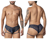 CandyMan Men's Underwear 99905 Garter Lace Briefs Color Navy