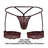 CandyMan Men's Underwear 99906 Garter Lace Thongs Color Burgundy