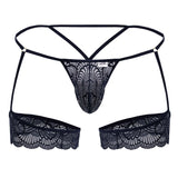 CandyMan Men's Underwear 99906 Garter Lace Thongs Color Navy