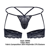 CandyMan 99906 Garter Lace Thongs Color Navy