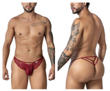 CandyMan Men's Underwear 99910 Lace Thongs Color Burgundy