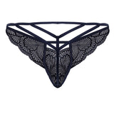 CandyMan Men's Underwear 99910 Lace Thongs Color Navy