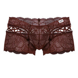 CandyMan Men's Underwear 99916 Lace Trunks Color Burgundy