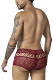CandyMan Men's Underwear 99916 Lace Trunks Color Burgundy