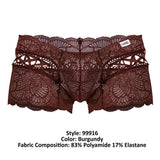 CandyMan Men's Underwear 99916 Lace Trunks Color Burgundy
