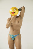 CandyMan Men's Underwear 99924 Thongs Color Printed Turquoise