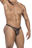 Clever Moda Men's Underwear 100008 3PK Autralian Latin Thongs Color Black-Orange-Black