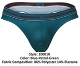 Clever Moda Men's Underwear 100010 3PK Australian Latin Thongs Color Blue-Petrol-Green