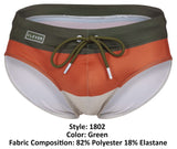 Clever Moda Men's swimwear 1802 Wave Swim Briefs Color Green