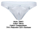 Clever Moda Men's Underwear 2063 Diamond Thongs Color Silver