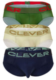 Clever Moda Men's Underwear 519968 3PK Australian Latin Briefs Color Beige-Blue-Green