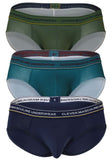 Clever Moda Men's Underwear 519969 3PK Australian Latin Briefs Color Blue-Petrol-Green