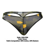 Doreanse Men's Underwear 1303-PRN Camosaic Thong Color Green
