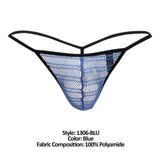 Doreanse Men's Underwear 1306-BLU Mesh G-String Thong Color Blue