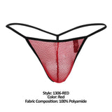 Doreanse Men's Underwear 1306-RED Mesh G-String Thong Color Red