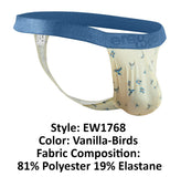 ErgoWear Men's Underwear EW1768 SLK SE G-String Color Vanilla-Birds