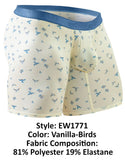 ErgoWear Men's Underwear EW1771 SLK SE Boxer Briefs Color Vanilla-Birds