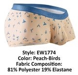 ErgoWear Men's Underwear EW1774 SLK SE Trunks Color Peach-Birds