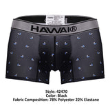 HAWAIR Men's Underwear 42470 Printed Microfiber Trunks Color Black