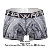 HAWAIR Men's Underwear 42121 Printed Athletic Trunks Color Black