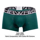 HAWAIR Men's Underwear 4986 Solid Athletic Trunks Color Green