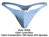 JUSTIN+SIMON Men's Underwear XSJ03 Classic Thongs Color Lurex Blue