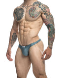 JUSTIN+SIMON Men's Underwear XSJ03 Classic Thongs Color Metal Green