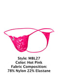 MaleBasics Men's Underwear MBL27 Lace Thongs Color Hot Pink