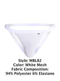 MaleBasics Men's Underwear MBL82 Sexy Jockstrap Color White Mesh