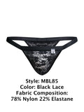 MaleBasics Men's Underwear MBL85 Y Sexy Thongs Color Black Lace